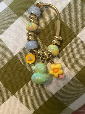 Kids Yellow & Pastel Charm Bracelet with Duck and Flower Charms